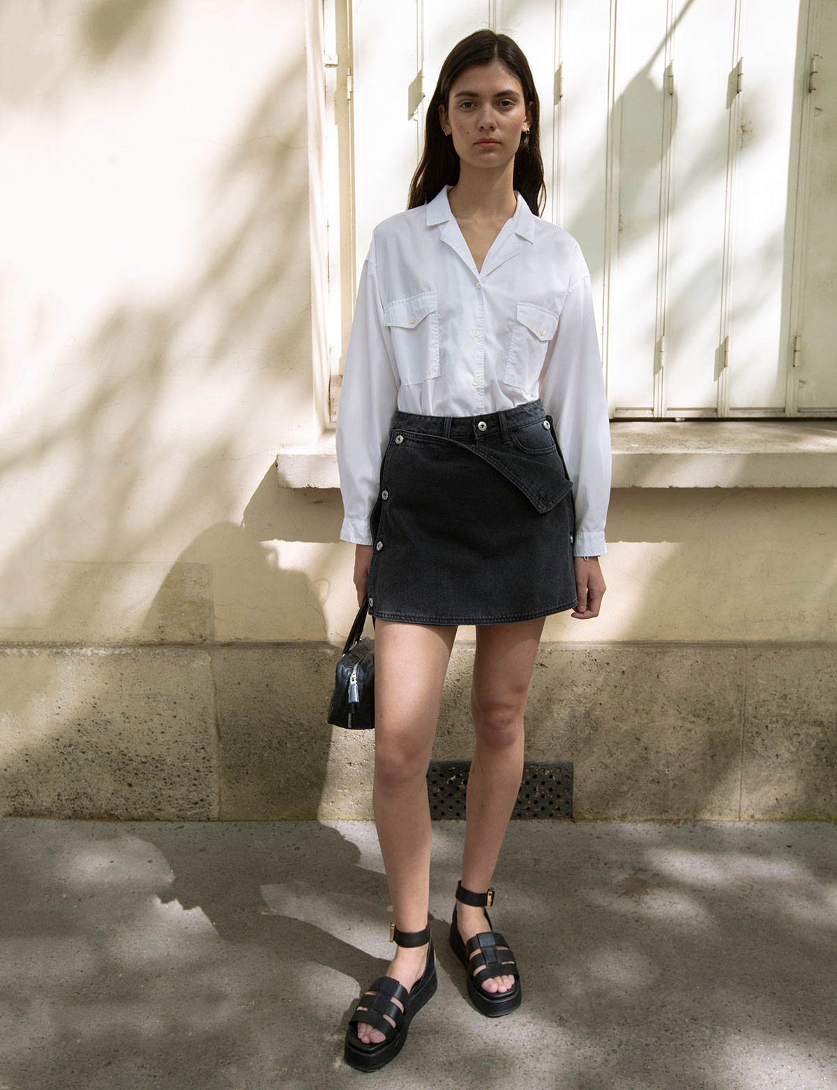 Black Denim Button Skort-BESTSELLER Secondary image