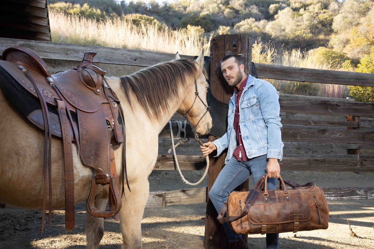 Soyego Leather Duffel Bag for Men