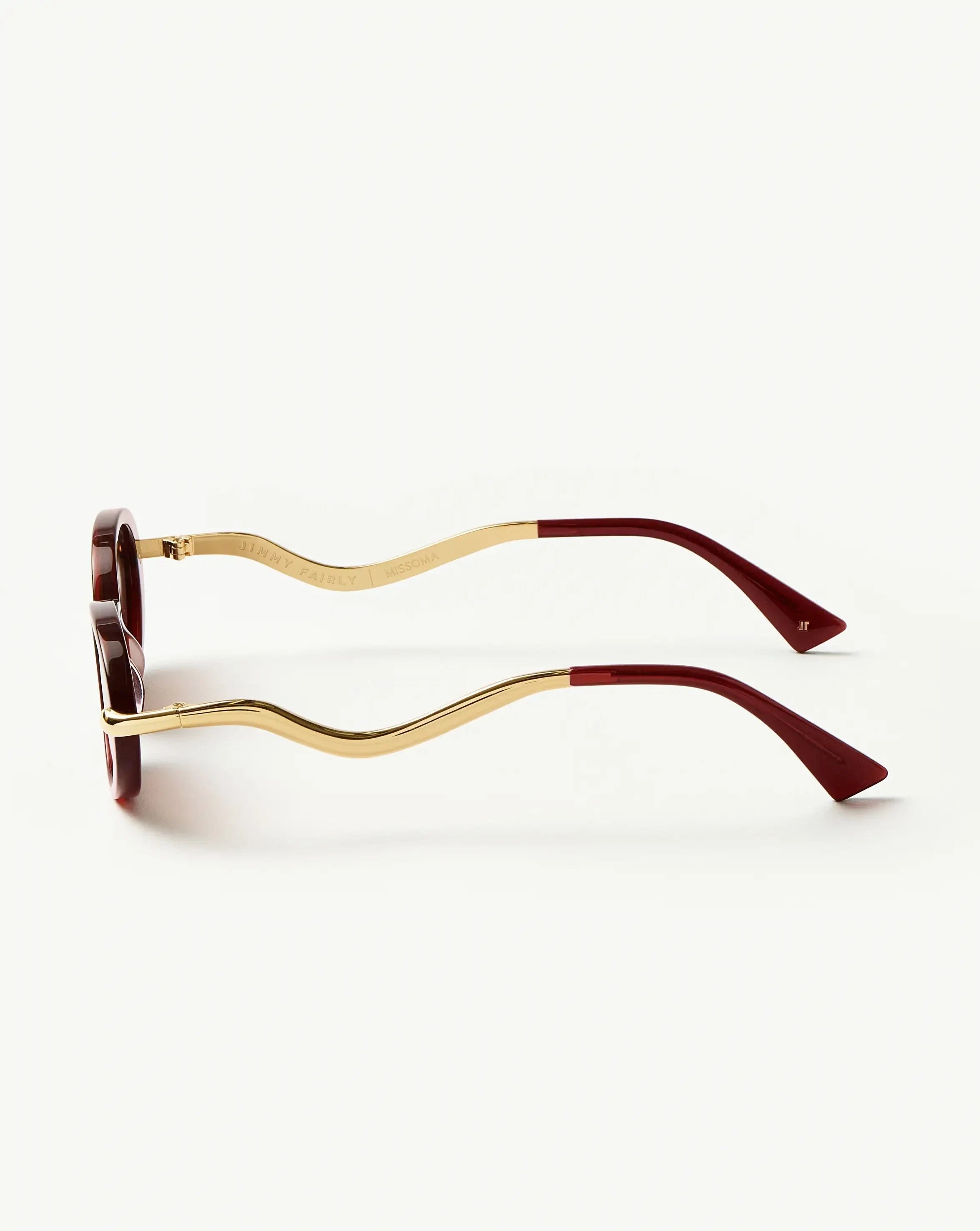 Jimmy Fairly Elvissa Oval Sunglasses | Gold Plated/Cherry