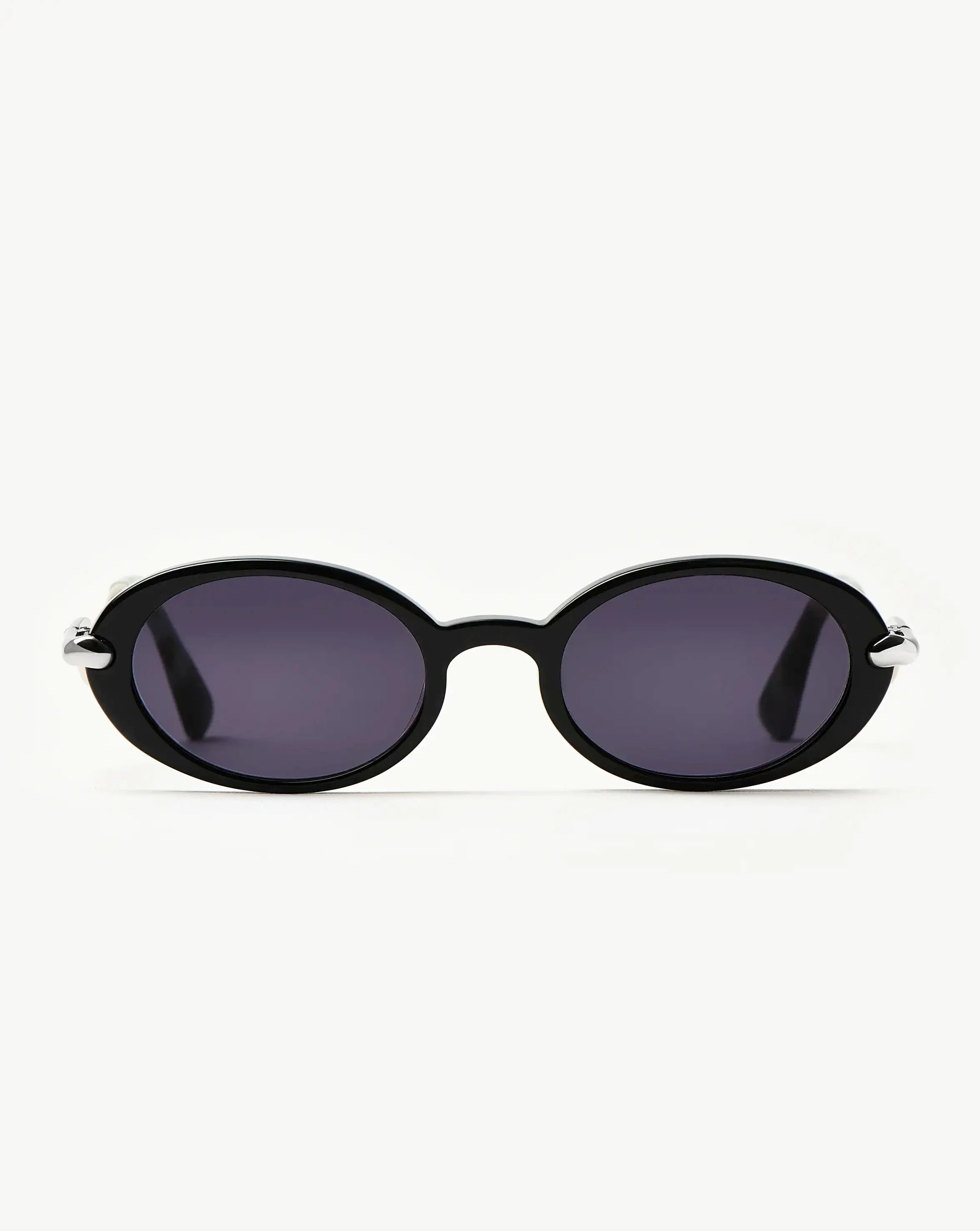 Jimmy Fairly Elvissa Oval Sunglasses | Silver Plated/Black