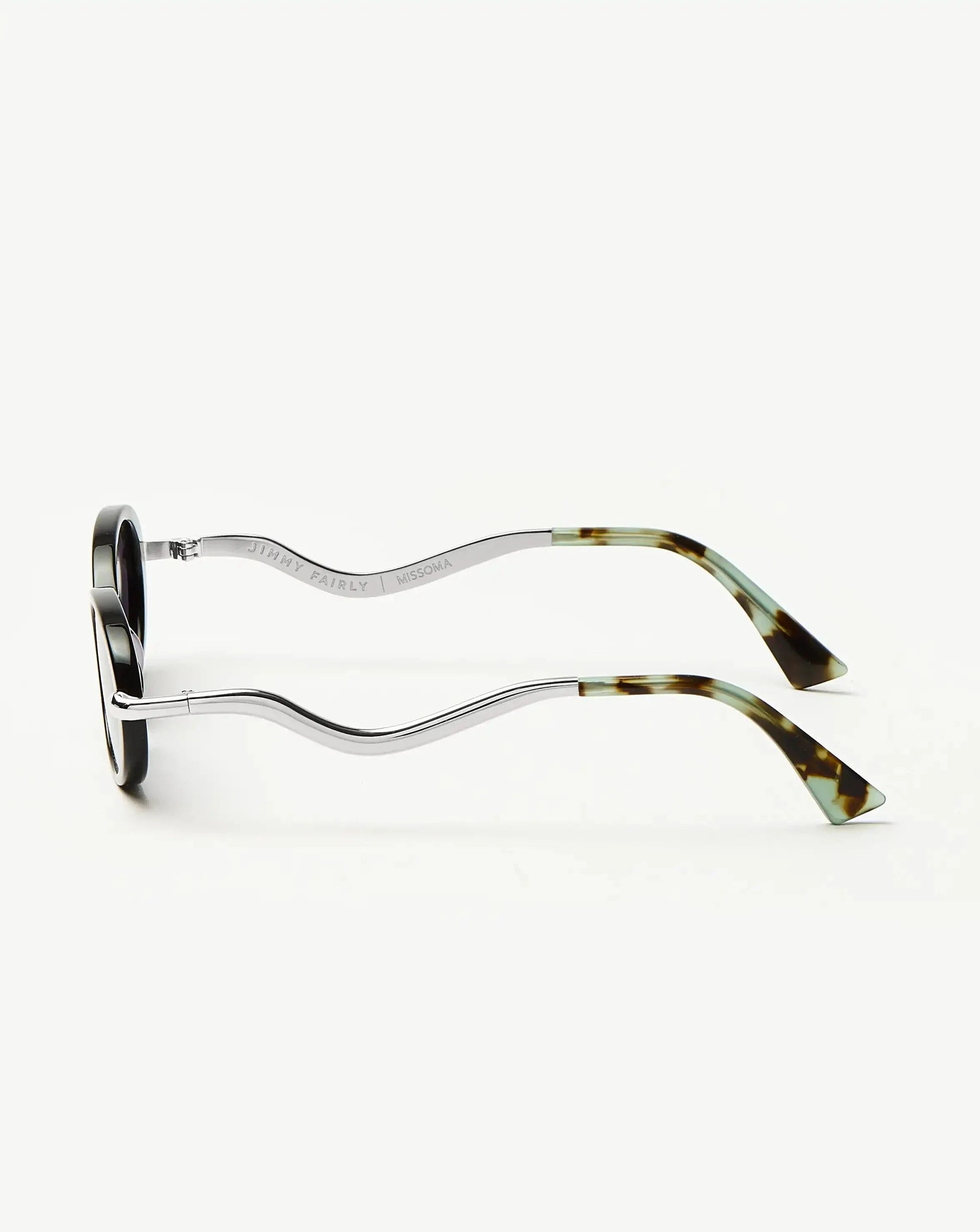 Jimmy Fairly Elvissa Oval Sunglasses | Silver Plated/Black