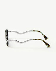 Jimmy Fairly Elvissa Oval Sunglasses | Silver Plated/Black